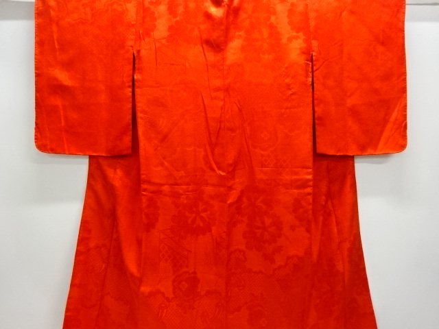 アンティーク　綸子雲に茶屋辻模様織出し長襦袢